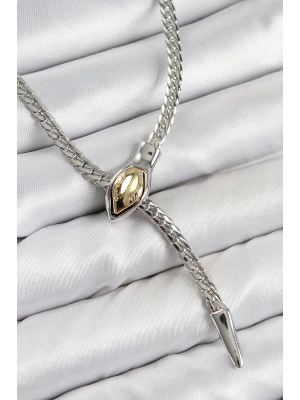 MuI MuI Pirinç Asansörlü Yılan Model Gümüş Renk Kadın Kolye