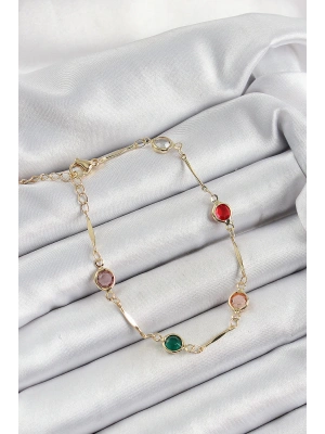 MuI MuI Pirinç Asorti Model Gold Renk Zirkon Taşlı Kadın Bileklik