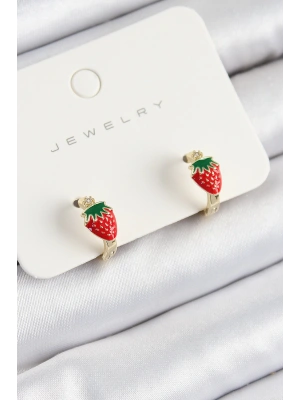 MuI MuI Pirinç Çilek Model Gold Renk Çocuk Küpe