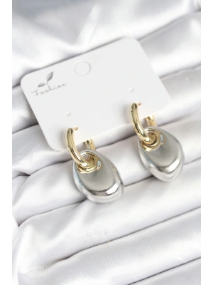 MuI MuI Pirinç Damla Model Gümüş Gold Renk Kadın Küpe