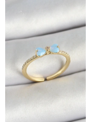 MuI MuI Pirinç Fiyonk Figürlü Zirkon Taşlı Gold Renk Ayarlanabilir Kadın Yüzük