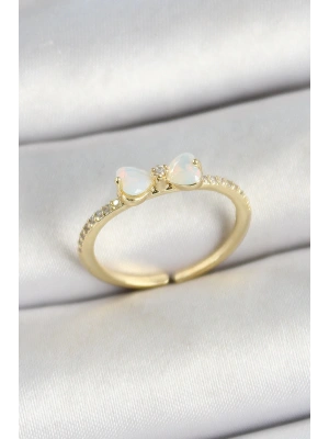 MuI MuI Pirinç Fiyonk Figürlü Zirkon Taşlı Gold Renk Ayarlanabilir Kadın Yüzük