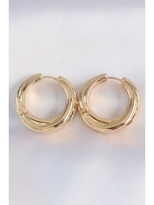 MuI MuI Pirinç Gold Renk Asimetrik Kıvrım Küpe