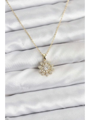 MuI MuI Pirinç Gold Renk Çiçek Model Kadın Kolye