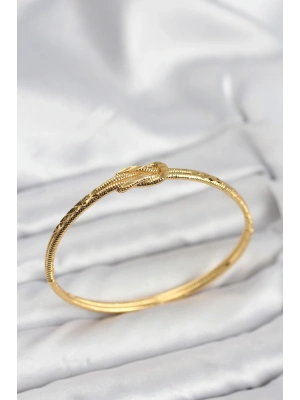 MuI MuI Pirinç Gold Renk Düğüm Model Kadın Kelepçe Bileklik