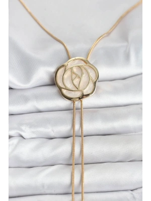 MuI MuI Pirinç Gold Renk Gül Model Asansörlü Kadın Kolye