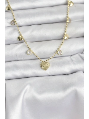 MuI MuI Pirinç Gold Renk Kalp Model Kadın Kolye