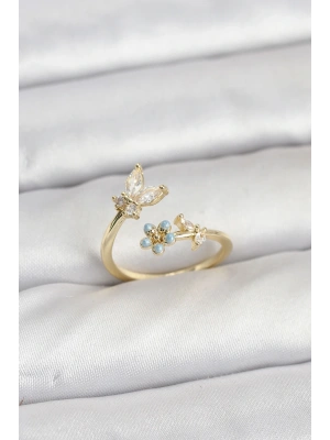 MuI MuI Pirinç Gold Renk Kelebek Model Kadın Yüzük