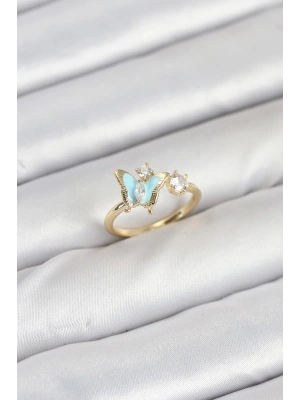 MuI MuI Pirinç Gold Renk Kelebek Model Kadın Yüzük