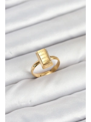 MuI MuI Pirinç Gold Renk Külçe Altın Model Kadın Yüzük