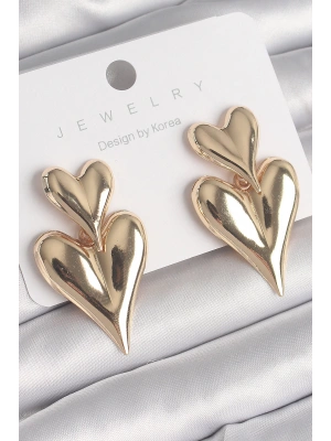 MuI MuI Pirinç Gold Renk Sallantı Kalp Model Kadın Küpe