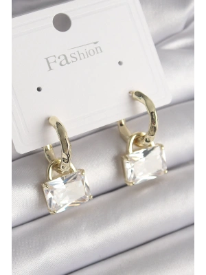 MuI MuI Pirinç Gold Renk Sallantı Zirkon Taşlı Çanta Model Kadın Küpe