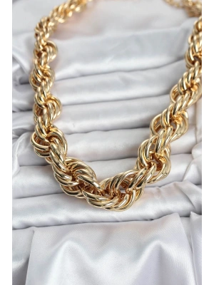MuI MuI Pirinç Gold Renk Sarmal Halat Model Kadın Kolye