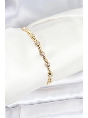 MuI MuI Pirinç Gold Renk VIP Seri Punta Model Zirkon Taşlı Kadın Bileklik