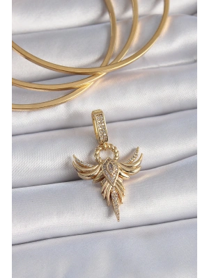 MuI MuI Pirinç Gold Renk Zirkon Taşlı Anka Kuşu Model Ajda Charm