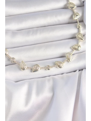 MuI MuI Pirinç Gold Renk Zirkon Taşlı Damla Model VIP Seri Exclusive Kadın Kolye