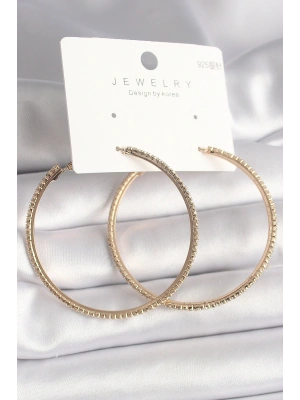 MuI MuI Pirinç Gold Renk Zirkon Taşlı Halka Model Kadın Küpe