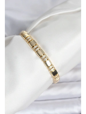 MuI MuI Pirinç Gold Renk Zirkon Taşlı Kadın Bileklik