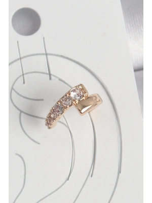 MuI MuI Pirinç Gold Renk Zirkon Taşlı Kadın Kıkırdak Küpe