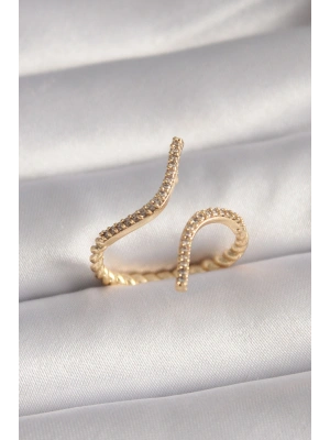 MuI MuI Pirinç Gold Renk Zirkon Taşlı Kadın Yüzük