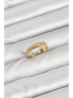 MuI MuI Pirinç Gold Renk Zirkon Taşlı Kutup Yıldızı Model Kadın Yüzük