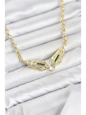 MuI MuI Pirinç Gold Renk Zirkon Taşlı Serenay Kolye