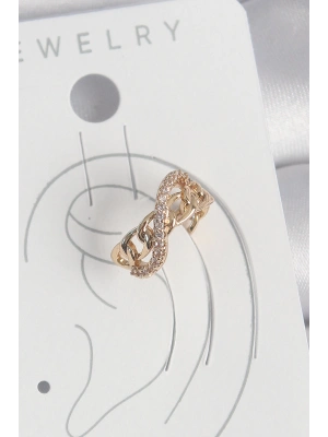 MuI MuI Pirinç Gold Renk Zirkon Taşlı Sonsuzluk Zincir Model Kadın Kıkırdak Küpe