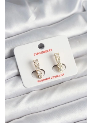 MuI MuI Pirinç Gold Renk Zirkon Taşlı Vintage Kadın Küpe