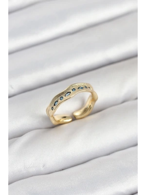 MuI MuI Pirinç Gold Renk Zirkon Taşlı Vintage Kadın Yüzük