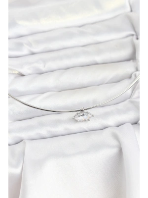 MuI MuI Pirinç Gümüş Renk Choker Model Zirkon Taşlı Kadın Kolye