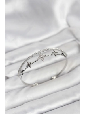 MuI MuI Pirinç Gümüş Renk Çiçek Model Kadın Bileklik