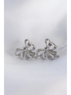 MuI MuI Pirinç Gümüş Renk Fiyonk Küpe