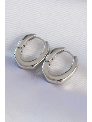 MuI MuI Pirinç Gümüş Renk Kalın Kemik Model Küpe