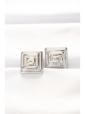 MuI MuI Pirinç Gümüş Renk Kare Form Küpe