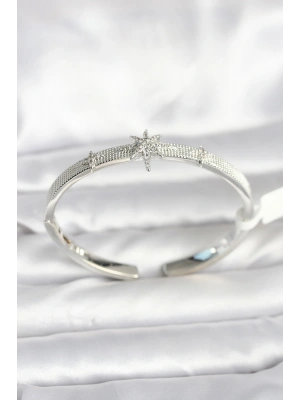 MuI MuI Pirinç Gümüş Renk Kutup Yıldızı Model Kadın Kelepçe Bileklik