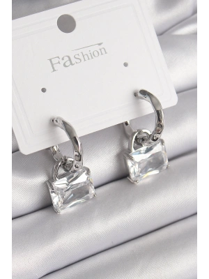 MuI MuI Pirinç Gümüş Renk Sallantı Zirkon Taşlı Çanta Model Kadın Küpe