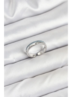 MuI MuI Pirinç Gümüş Renk Sıralı Zirkon Taşlı Kutup Yıldızı Model Kadın Yüzük