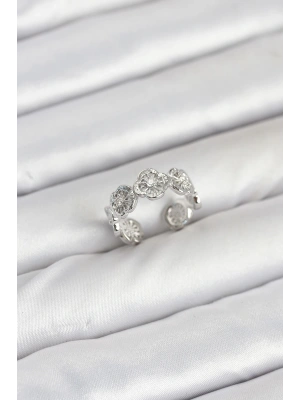 MuI MuI Pirinç Gümüş Renk Yonca Model Kadın Yüzük