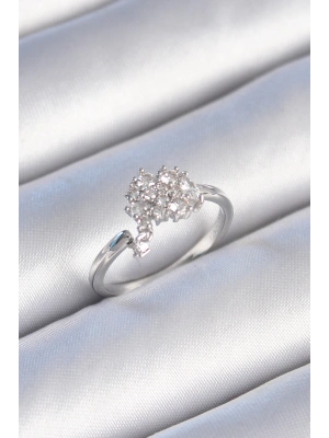 MuI MuI Pirinç Gümüş Renk Zirkon Taşlı Kadın Yüzük