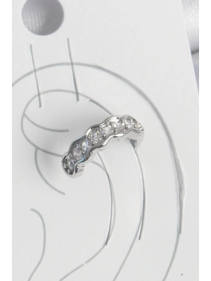 MuI MuI Pirinç Gümüş Renk Zirkon Taşlı Kıkırdak Model Kadın Küpe