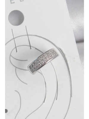 MuI MuI Pirinç Gümüş Renk Zirkon Taşlı Kıkırdak Model Kadın Küpe