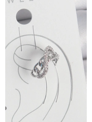 MuI MuI Pirinç Gümüş Renk Zirkon Taşlı Zincir Sonsuzluk Model Kadın Kıkırdak Küpe