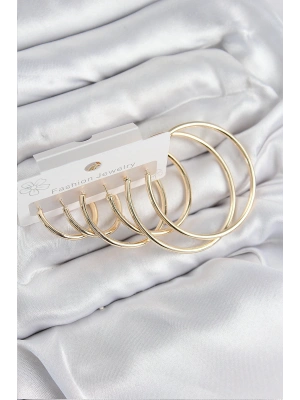 MuI MuI Pirinç Halka Model Gold Renk Kadın Set Küpe