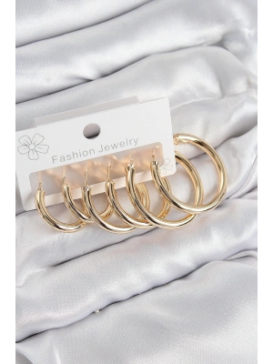 MuI MuI Pirinç Halka Model Gold Renk Kadın Set Küpe