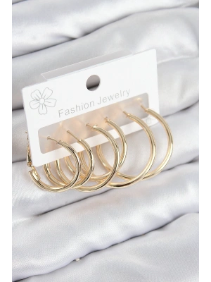 MuI MuI Pirinç Halka Model Gold Renk Kadın Set Küpe