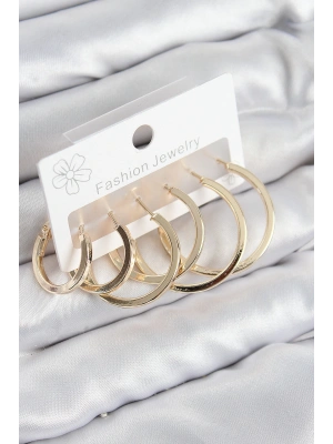 MuI MuI Pirinç Halka Model Gold Renk Kadın Set Küpe