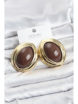 MuI MuI Pirinç Kahverengi Badem Model Vintage Gold Kadın Küpe