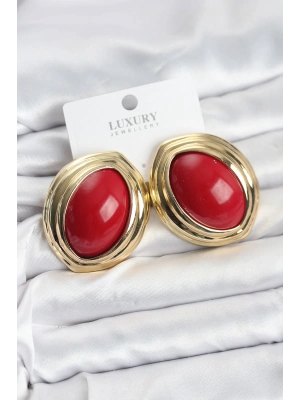 MuI MuI Pirinç Kırmızı Badem Model Vintage Gold Kadın Küpe