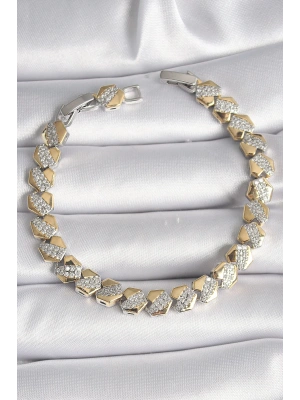 MuI MuI Pirinç Mix Renk Kalp Model Zirkon Taşlı VIP Seri Kadın Bileklik