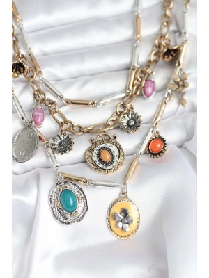 MuI MuI Pirinç Otantik Kolye Seti